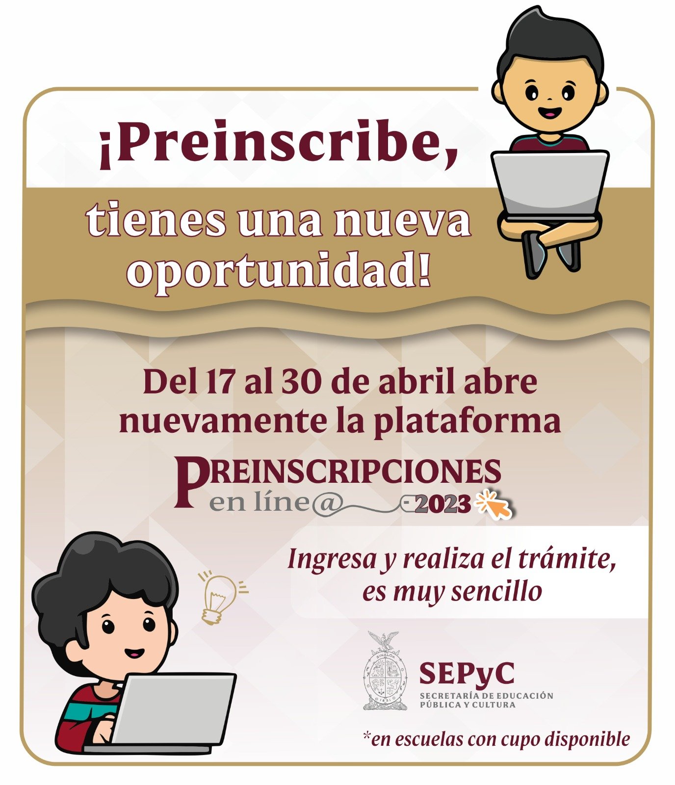 Prepárese SEPyC abrirá de nuevo plataforma de preinscripciones en